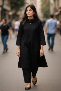 Leopard print khussa shoes for women styled with black ethnic outfit, traditional handcrafted footwear for casual and street fashion.
