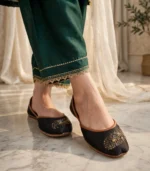 Beaded khussa for women paired with bottle green shalwar