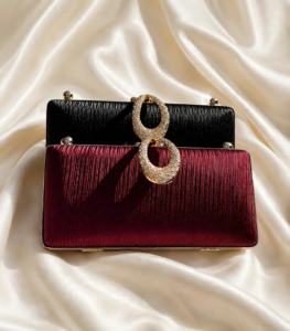 Black and maroon embellished clutch bags set for wedding and party wear in Pakistan