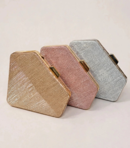 Gold, rose gold and silver bridal clutch bags Pakistan collection