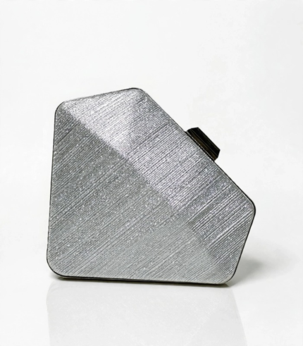 Silver textured box clutch bag for wedding and party wear in Pakistan
