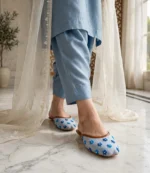 Thin sole khussa for women styled with light blue kurta