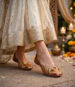 Tilla khussa online Pakistan paired with green shalwar kameez